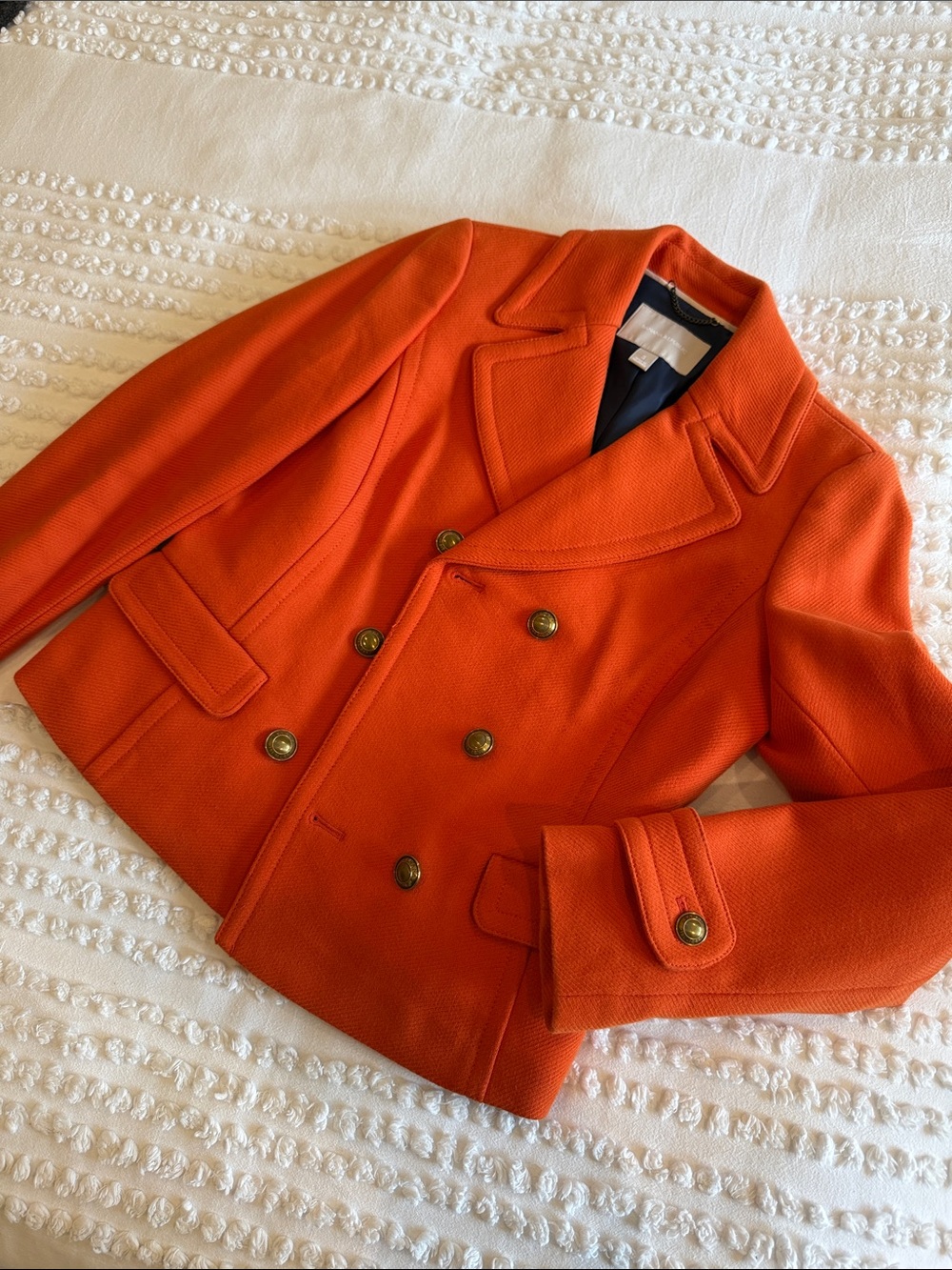 Women's Banana Republic Orange Double-Breasted Peacoat Jacket